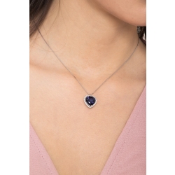 Saphir Herz Kette Weißgold mit Diamanten  2