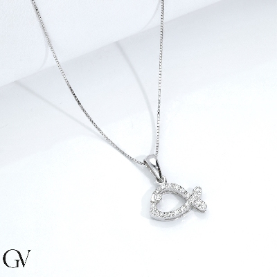 Weißgold Damenkette mit Diamant-Walfischanhänger