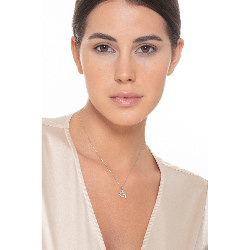 Weißgold Damenkette mit Diamant-Walfischanhänger