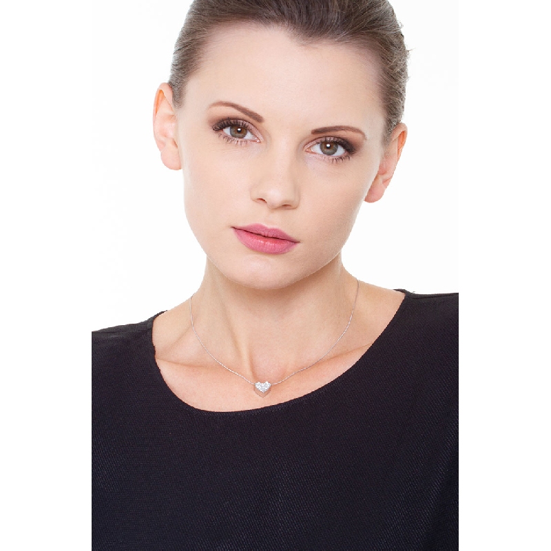 Herzkette 750er Weißgold Diamanten Pavé