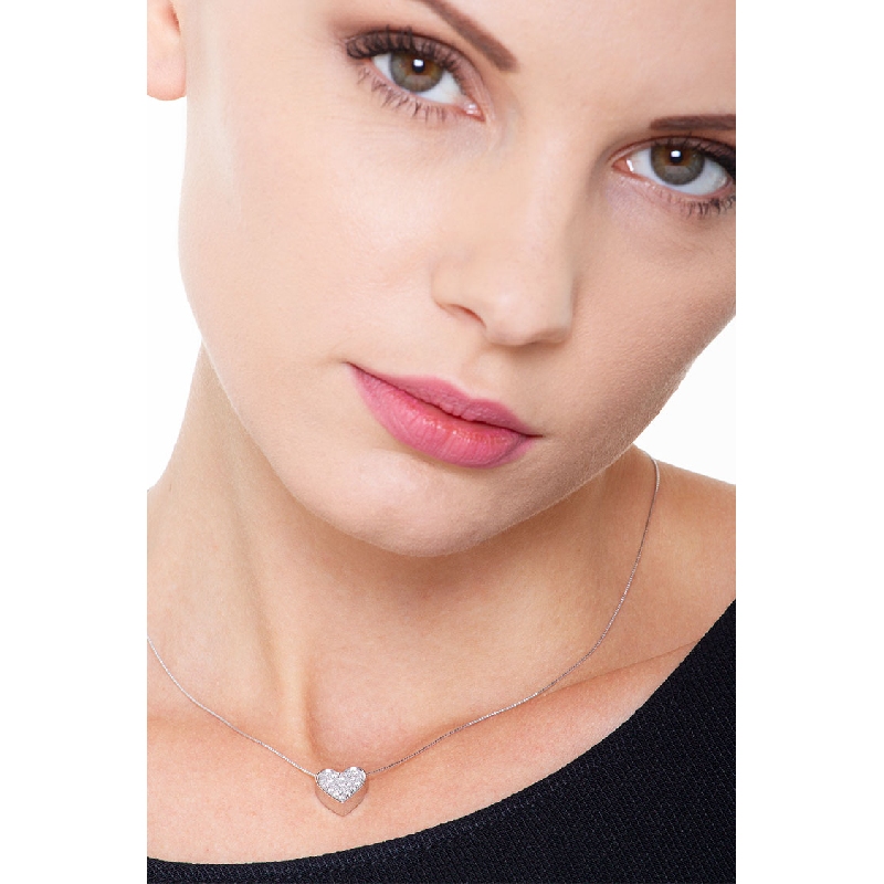 Herzkette 750er Weißgold Diamanten Pavé