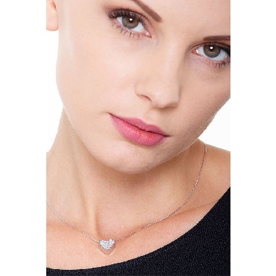 Herzkette 750er Weißgold Diamanten Pavé