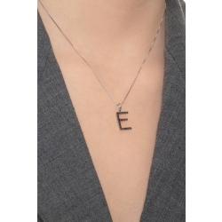 Anfangsbuchstaben Kette E aus Weißgold und schwarzen Diamanten 2