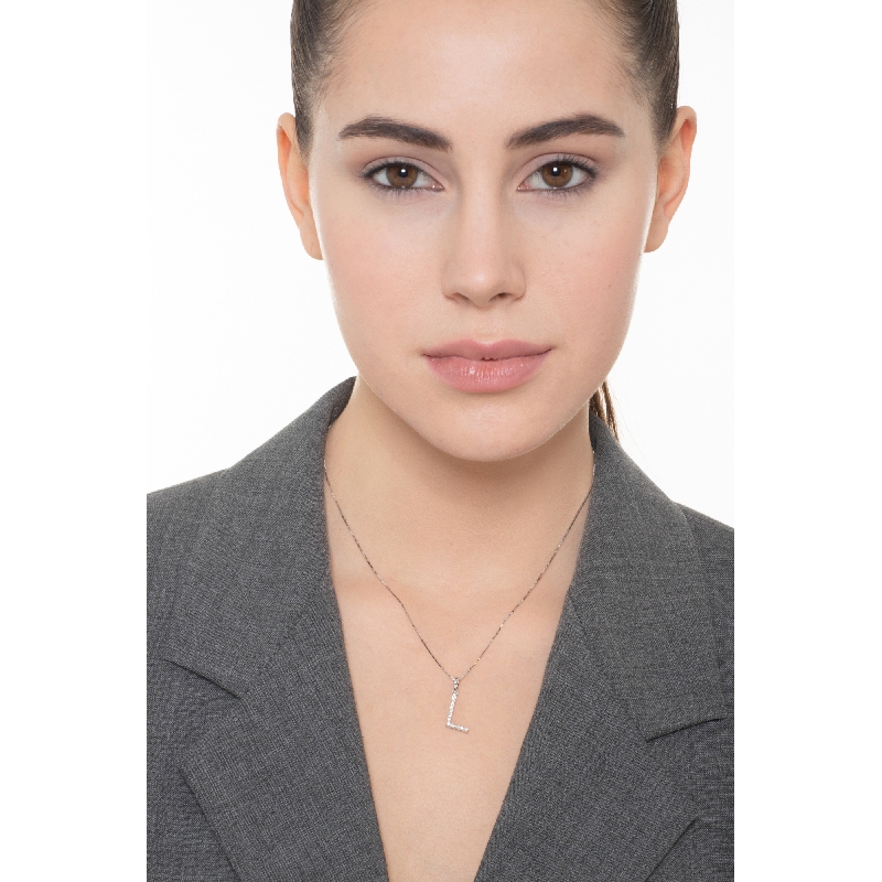 Buchstabe Kette L aus Diamanten Weissgold