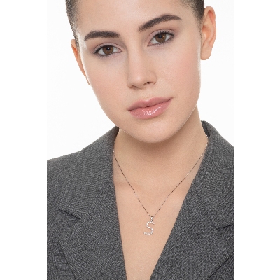 Weißgoldkette mit Diamantbuchstabe S