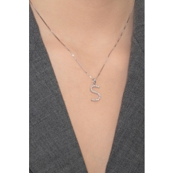 Weißgoldkette mit Diamantbuchstabe S 2