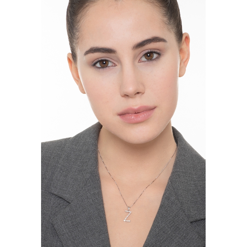 Buchstaben Kette Weißgold Z aus Brillanten