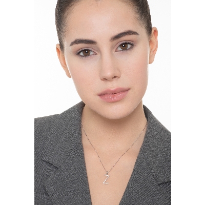 Buchstaben Kette Weißgold Z aus Brillanten