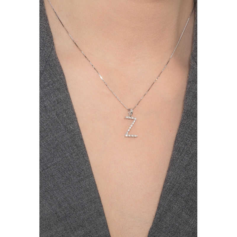 Buchstaben Kette Weißgold Z aus Brillanten