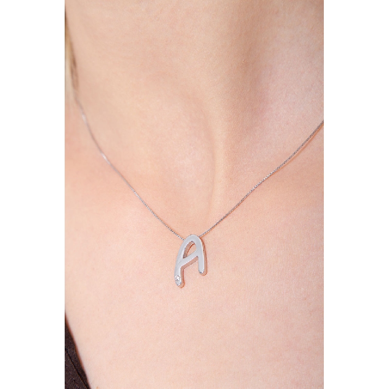 Initialen Kette Buchstabe A Weißgold und Diamanten