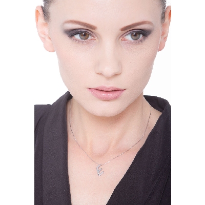 Initialen Kette E Weißgold und Diamanten