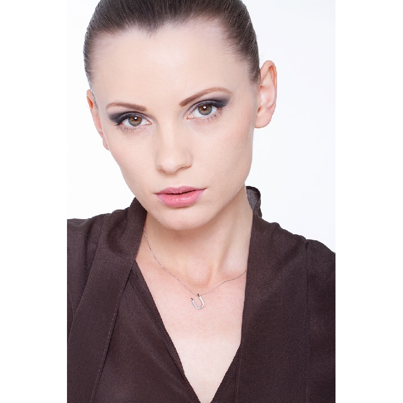 Weißgold-Kette Initialen U mit Diamanten