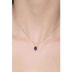 Weißgold Kette 18 Karat mit Saphir und Diamanten 2