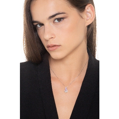 Saphir rosa Halskette mit Diamanten Weißgold