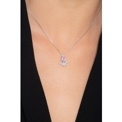 Saphir rosa Halskette mit Diamanten Weißgold 2