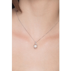Kette Weißgold mit Perlen- und Diamantanhänger  2
