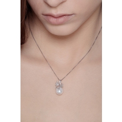 Weißgold Kette mit Perlenanhänger  2
