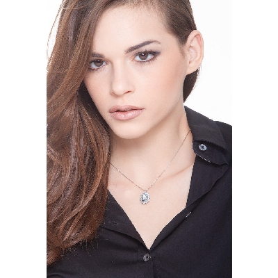 Weißgold 750 Kette Aquamarin und Diamanten