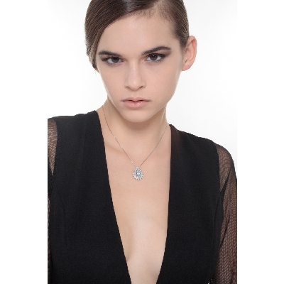 Kette Weissgold Aquamarin und Diamanten