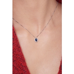Lady Diana Damenkette Diamanten Saphir blau Weißgold 2