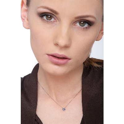 Weißgold 750 Blumenkette Saphir und Diamant