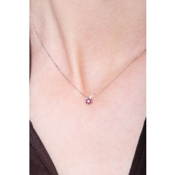 Blumenkette Weißgold 18k mit Rubinen und Diamanten 2