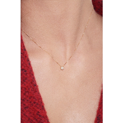 Blumenkette aus Gelbgold 18k mit Diamanten