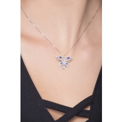 18K Weißgold Schmetterling-Anhänger Saphiren und Diamanten 2