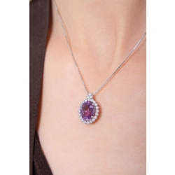 Halo Kette Weißgold Amethyst und Diamanten 2
