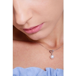 Perlenkette Weißgold Herzanhänger Diamanten 2