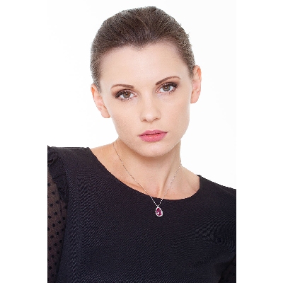 Rubinkette Tropfen mit Anhänger mit Diamanten