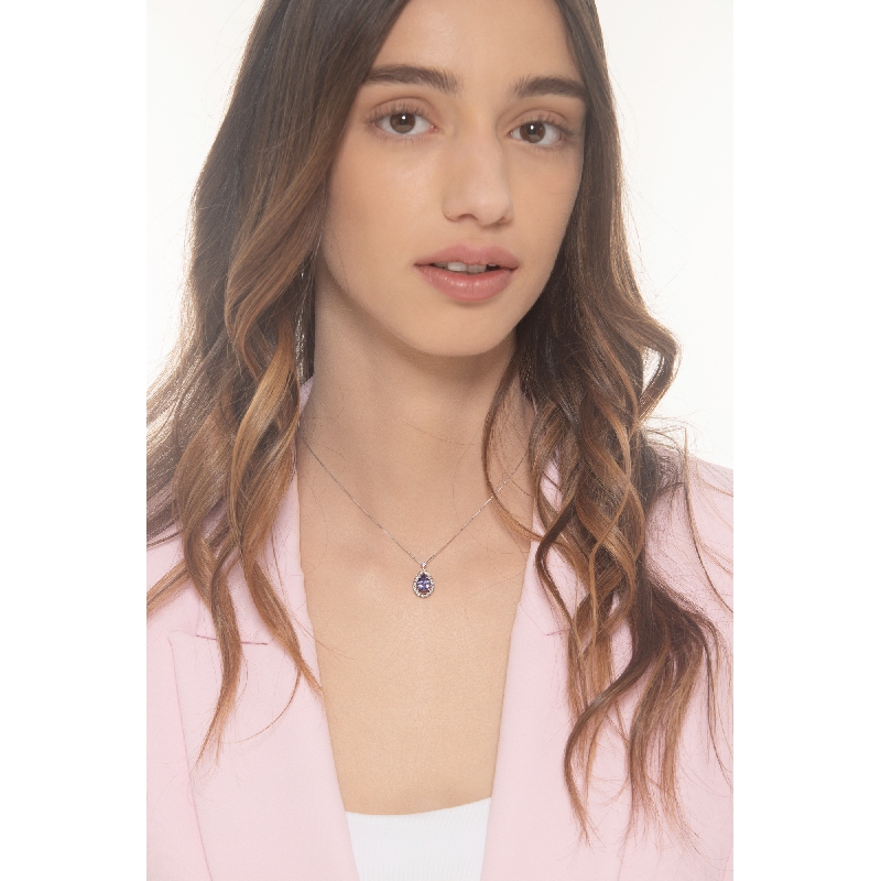 Damenkette 18K Weißgold mit Tansanit und Diamanten Damenkette 18K Weißgold mit Tansanit und Diamanten