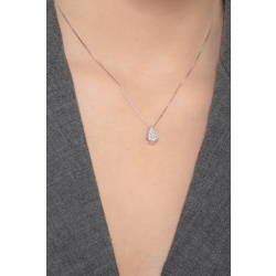 Damenkette aus 18k Weißgold mit einem tropfenförmigen Diamant-Anhänger 2