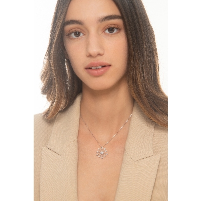 18k Weißgoldkette mit Feuerwerksanhänger aus Diamanten