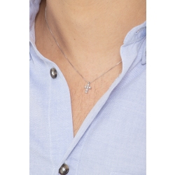 Diamant Kreuz Kette Herren Weißgold  2