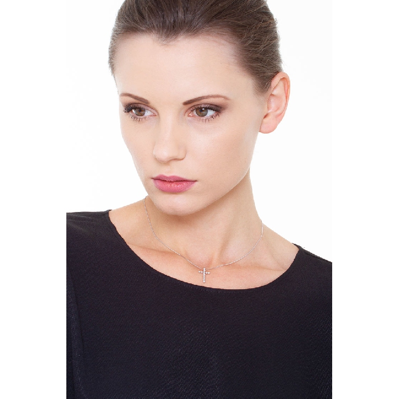 Kreuzkette mit Diamanten Weißgold Kreuzkette mit Diamanten Weißgold