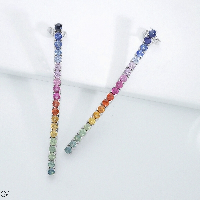 Ohrringe Weißgold mit Saphiren - Rainbow Kollektion