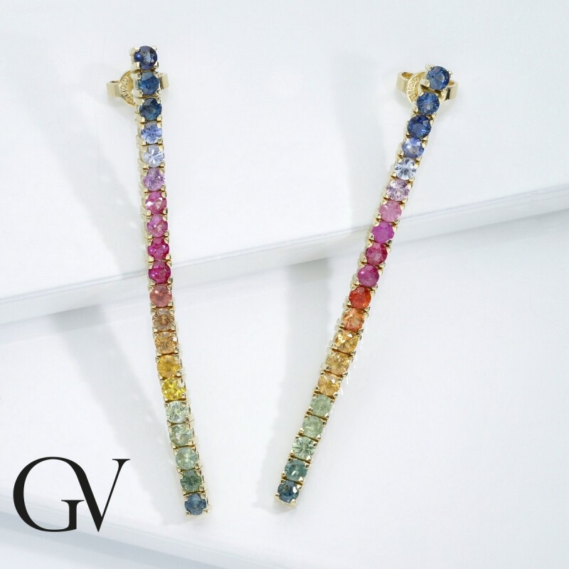 Saphir Ohrringe 18 K Gelbgold Rainbow Kollektion Saphir Ohrringe 18 K Gelbgold Rainbow Kollektion
