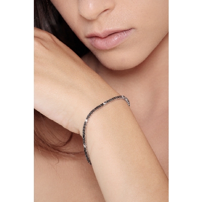 Tennisarmband Weißgold 18k mit schwarzen und weißen Diamanten 0,02 ct