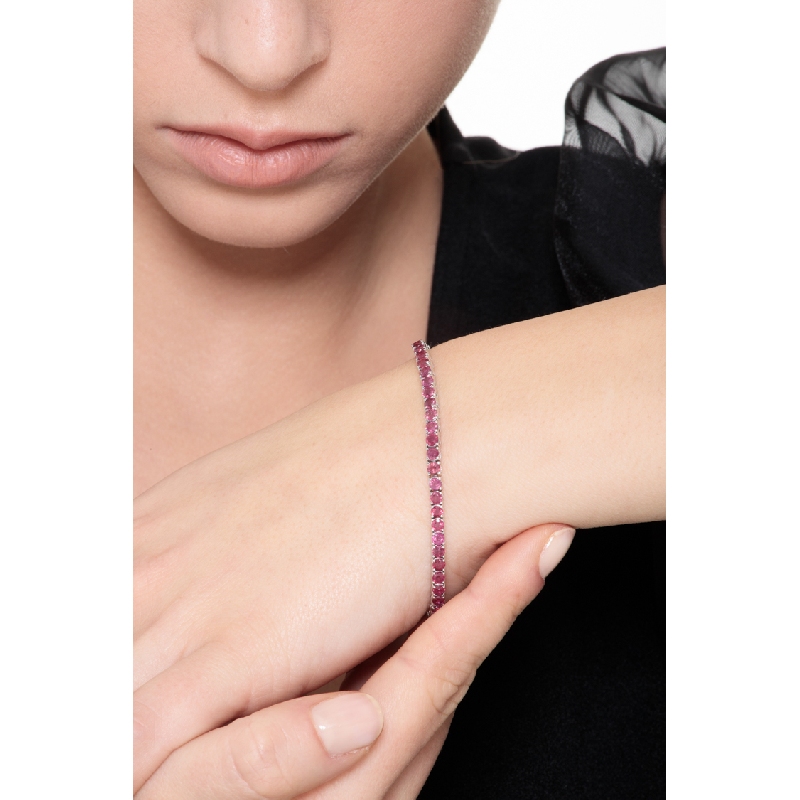 18K Weißgold Rubin Tennisarmband 3,10 mm 18K Weißgold Rubin Tennisarmband 3,10 mm