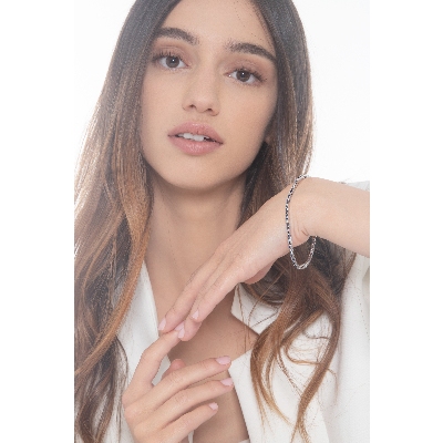 Saphir Tennisarmband mit Diamanten Weißgold