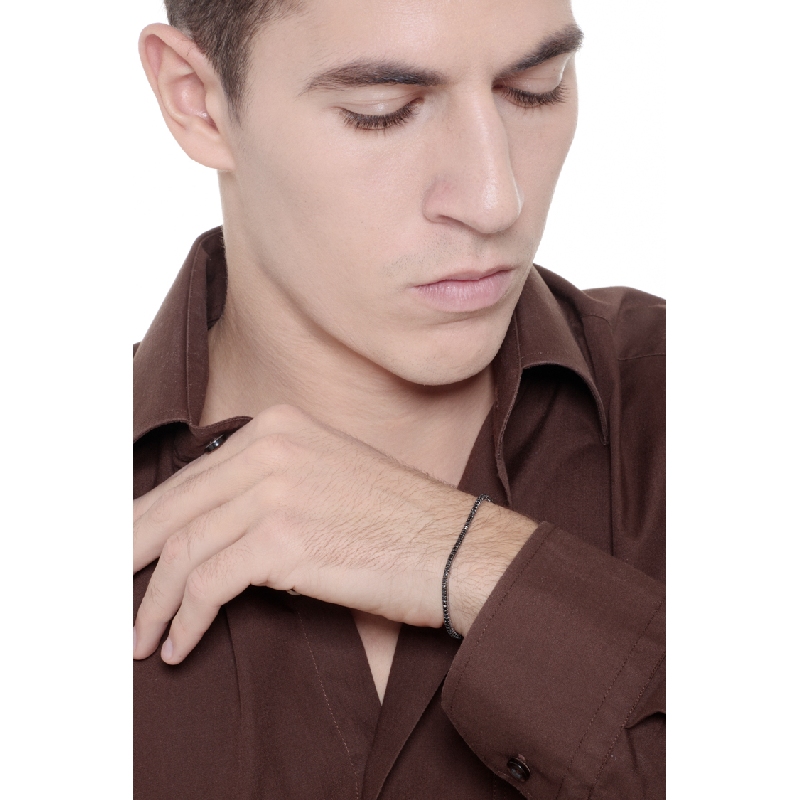 Schwarze Diamanten Tennisarmband Weißgold