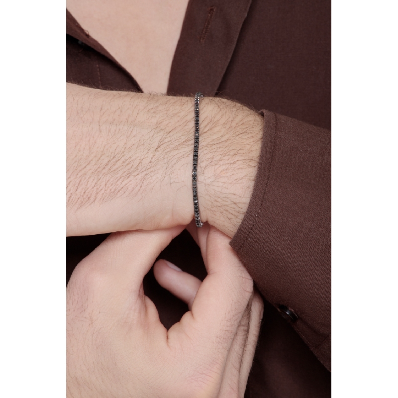 Schwarze Diamanten Tennisarmband Weißgold