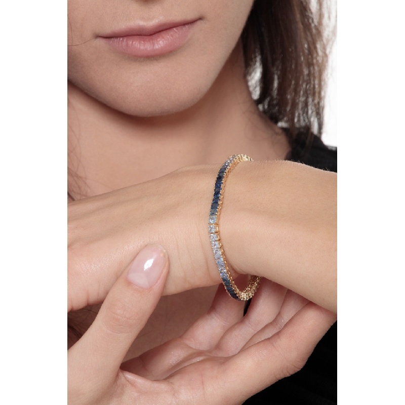 Tennisarmband aus Gelbgold 18K mit blauen Saphiren  Tennisarmband aus Gelbgold 18K mit blauen Saphiren