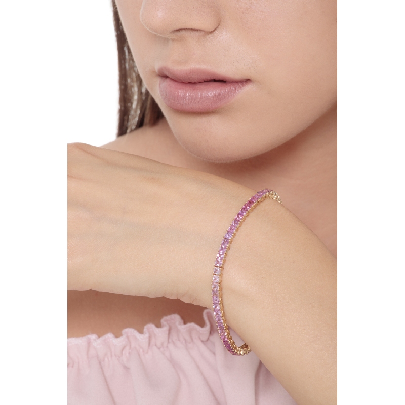 Saphir Rosa Tennisarmband aus Gelbgold 18K