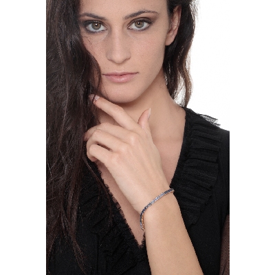 Tennisarmband aus Roségold 18K mit blauen Saphiren 