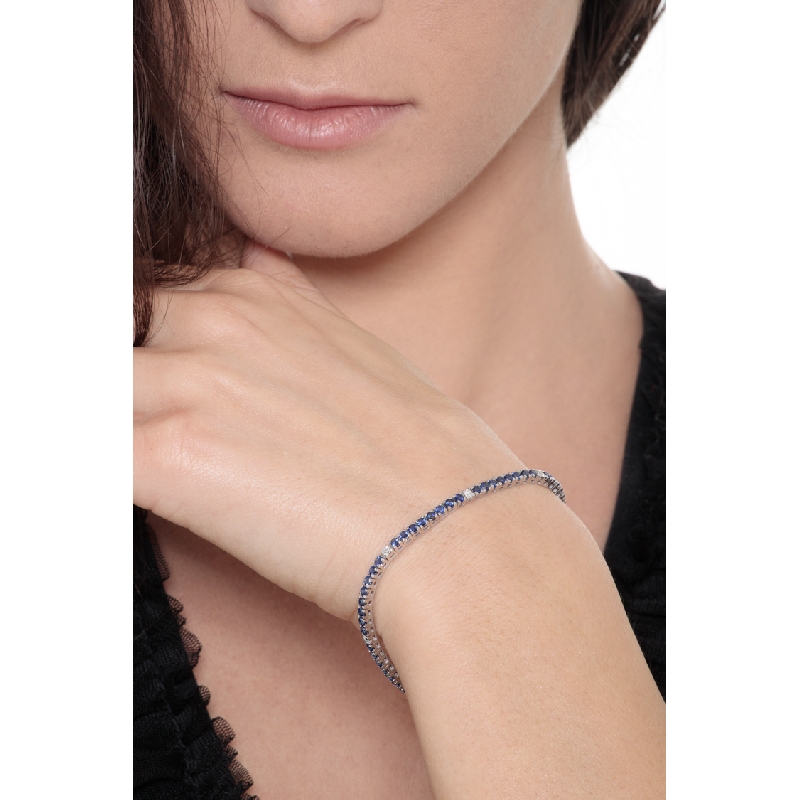 Tennisarmband Saphir blau Diamanten Weissgold