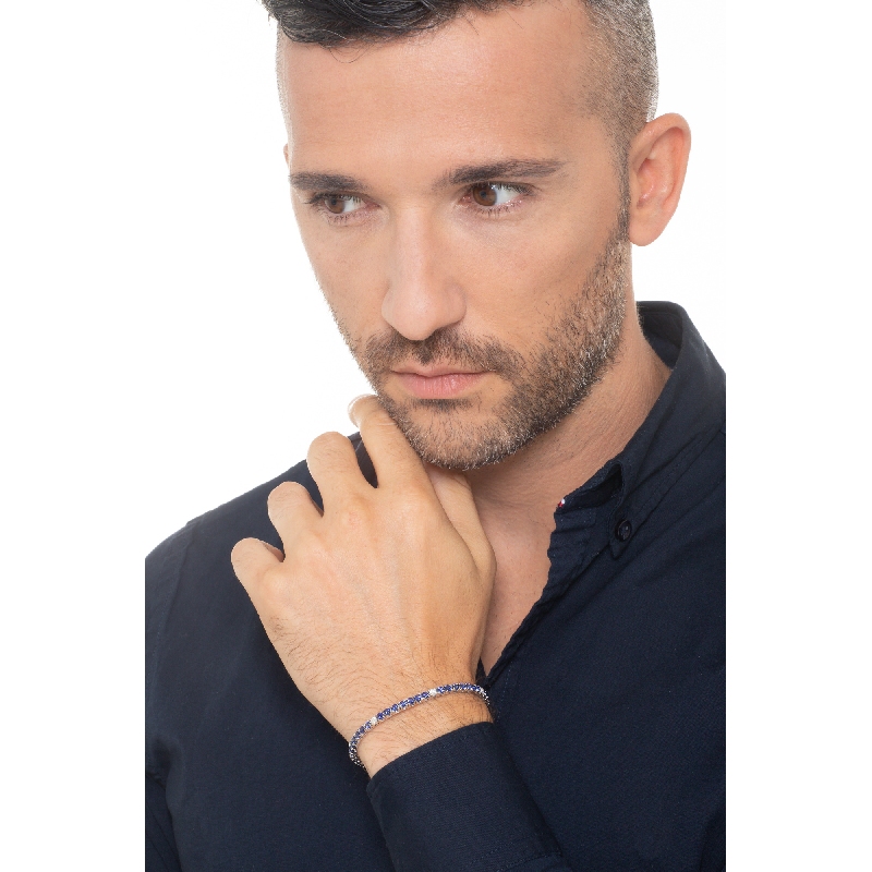 Tennisarmband Weißgold 18k mit blauen Saphiren und Brillanten  Tennisarmband Weißgold 18k mit blauen Saphiren und Brillanten