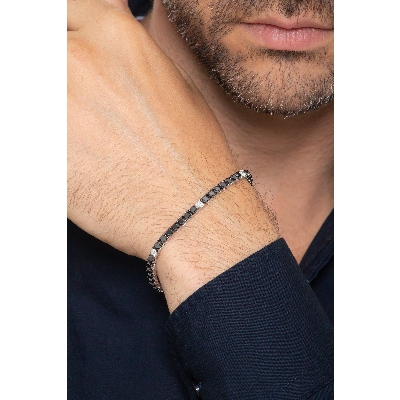 Herren Damen Tennis Armband mit Diamanten schwarz und weiß