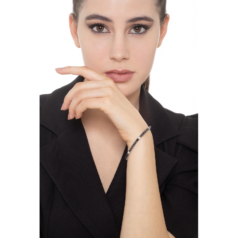 Herren Damen Tennis Armband mit Diamanten schwarz und weiß